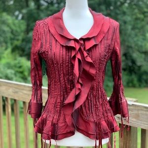 Figure flattering metallic maroon Agora top PL